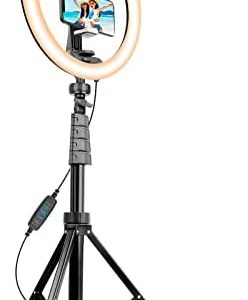 12-inch Ring Light with 62-inch Selfie Stick, Sensyne Tripod and Phone Holder, Selfie Remote Control Circle Light for Live Stream/Video Recording/TikTok, Compatible with All Phones and Cameras