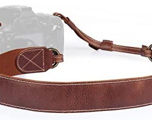 MegaGear MG1515 Sierra Series Genuine Leather Camera Shoulder or Neck Strap - Brown Compact
